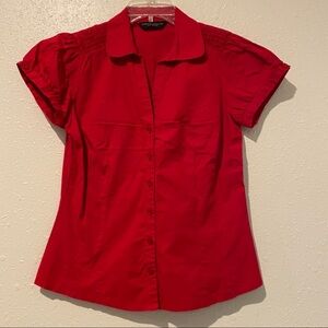 Dorothy Perkins blouse 10 M  Red women’s TOP short sleeve button down sh…